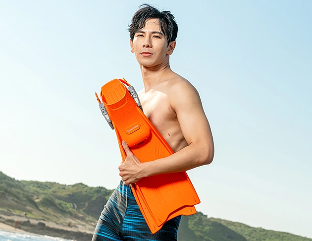 高品質橡膠蛙鞋-標準-熔岩橘